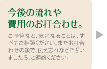 今後の流れや費用の事をご説明。